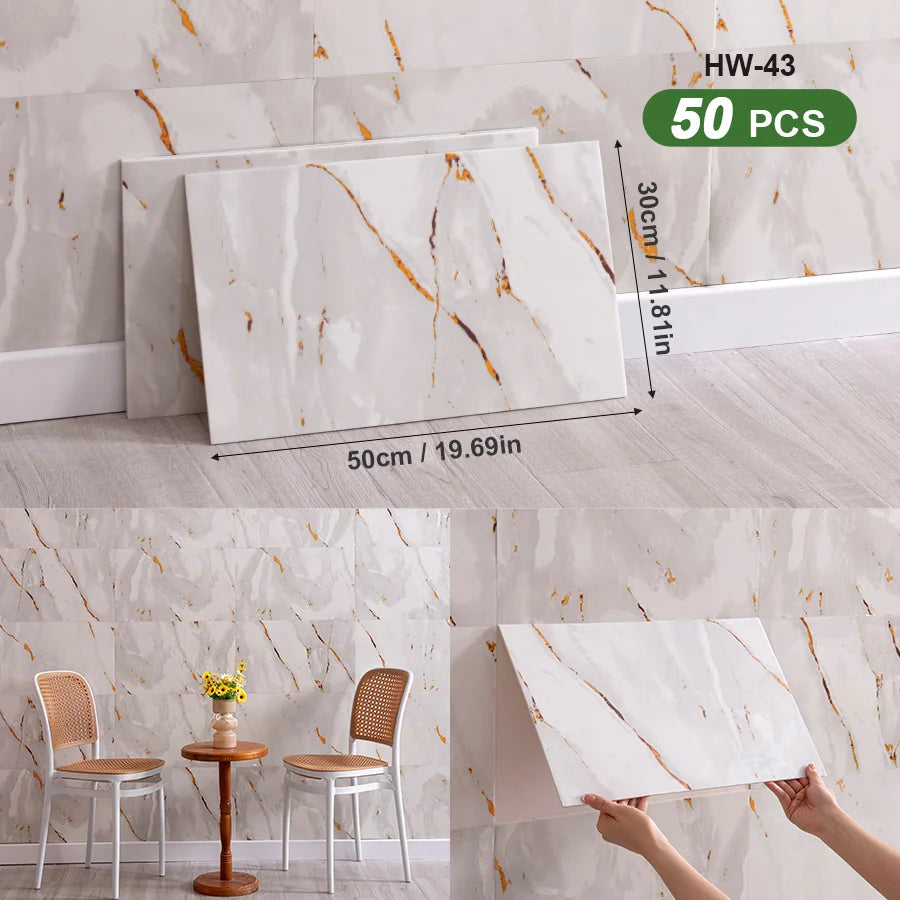 50Pcs 3D Self Adhesive Peel and Stick SXP Wall Tiles 11.81x16.69in, Splashback Wall Stickers Applicable to all indoor areas