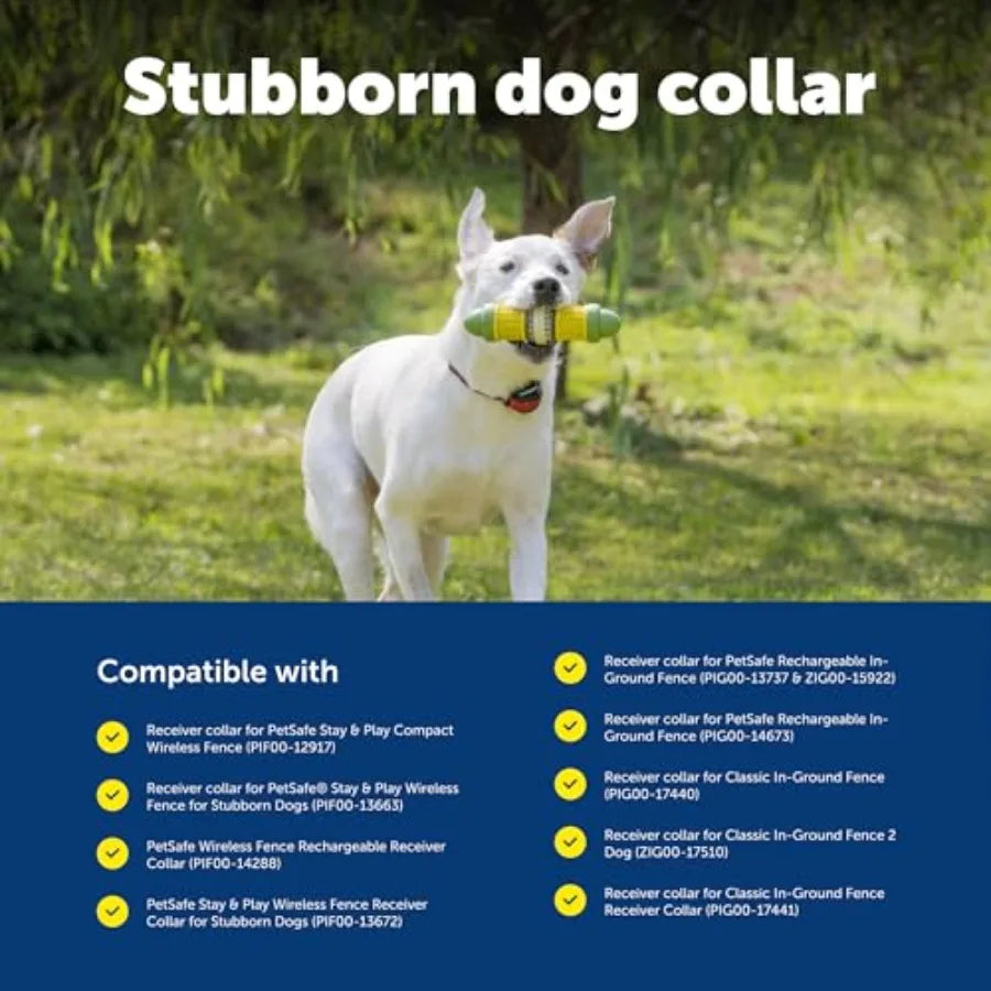 Wireless pet fence receiver collar for stubborn dogs: waterproof, rechargeable, tone and static correction, black, durable nylo