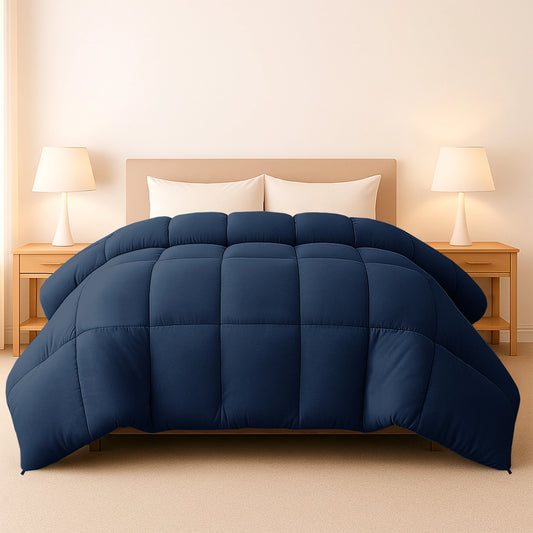 Lux Decor Down Alternative Comforter – 1 Piece Fluffy Duvet Insert with Box Stitch Design – Soft and Cozy Bedding, 102" x 90"