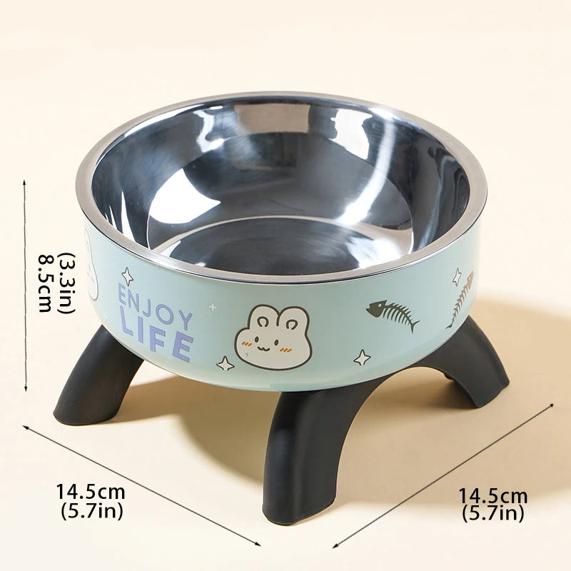 Elevated Pet Food Bowl Anti-slip Raised Stainless steel Cat Food Water Bowl with Stand Pet Feeding Drinking Bowls for Cats Dogs