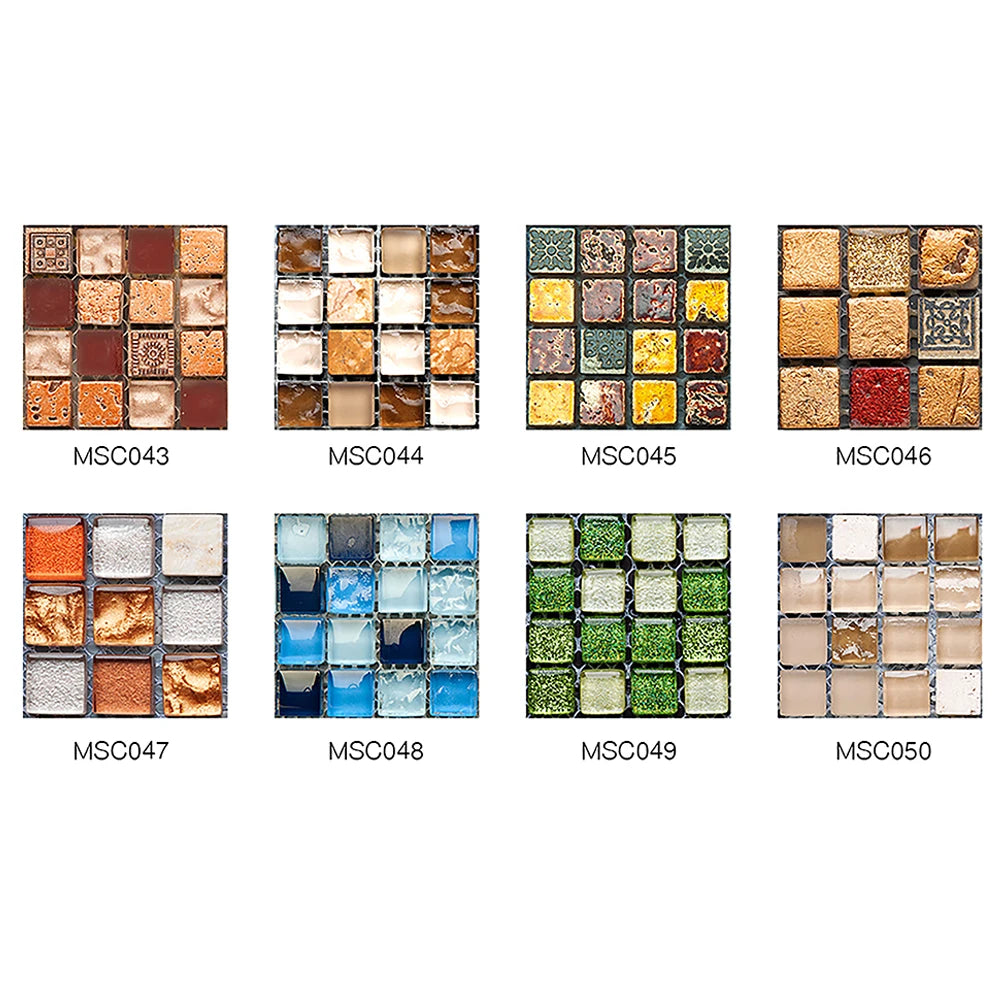 DIY Kitchen Bathroom Home Tile Sticker 10pcs/set Vintage Mosaic Wall Tile Sticker Waterproof Self-adhesive Floor Decals