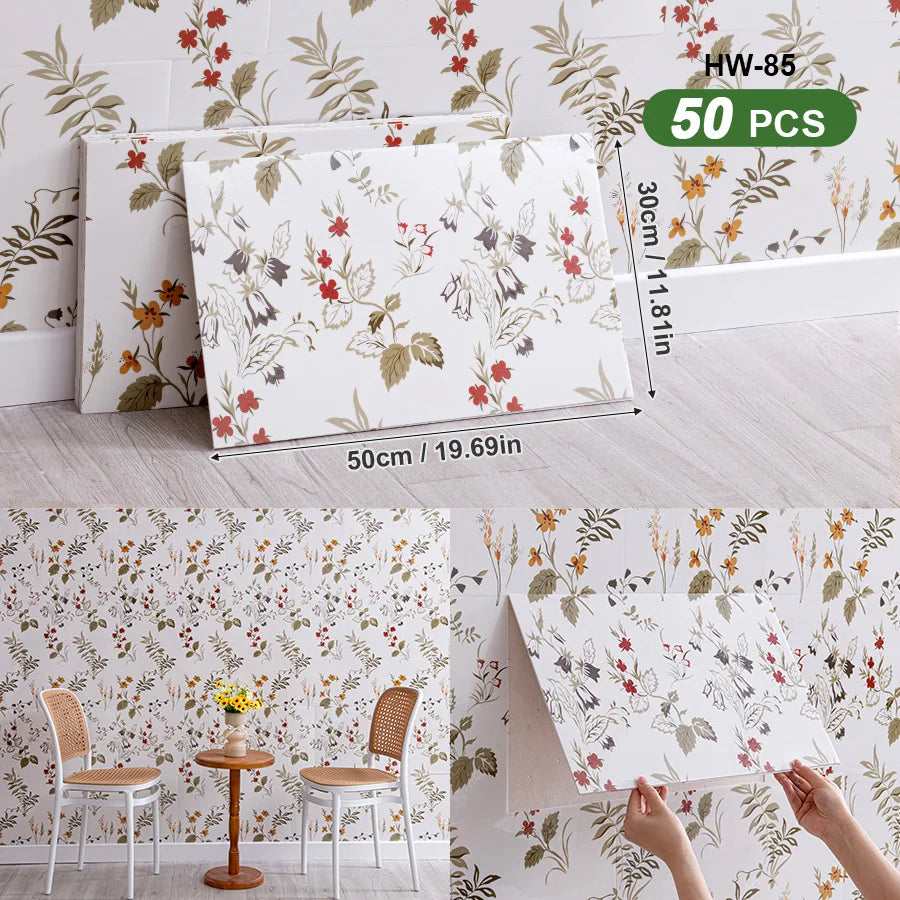 50Pcs 3D Self Adhesive Peel and Stick SXP Wall Tiles 11.81x16.69in, Splashback Wall Stickers Applicable to all indoor areas