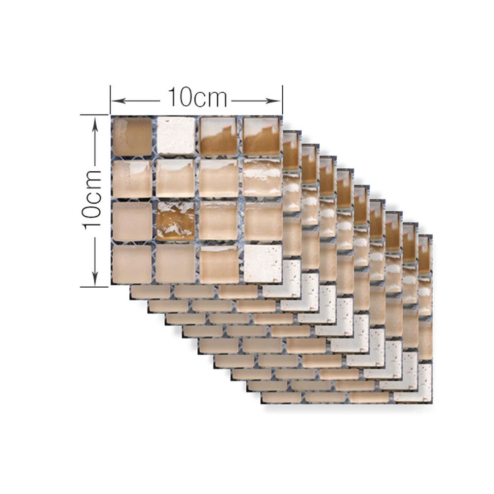DIY Kitchen Bathroom Home Tile Sticker 10pcs/set Vintage Mosaic Wall Tile Sticker Waterproof Self-adhesive Floor Decals