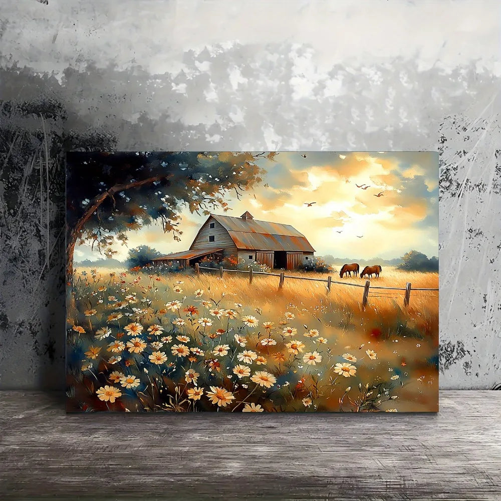 Quiet farmhouse landscape painting, suitable for living room, bedroom, office, suitable for interior decoration