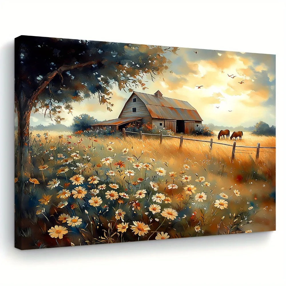Quiet farmhouse landscape painting, suitable for living room, bedroom, office, suitable for interior decoration