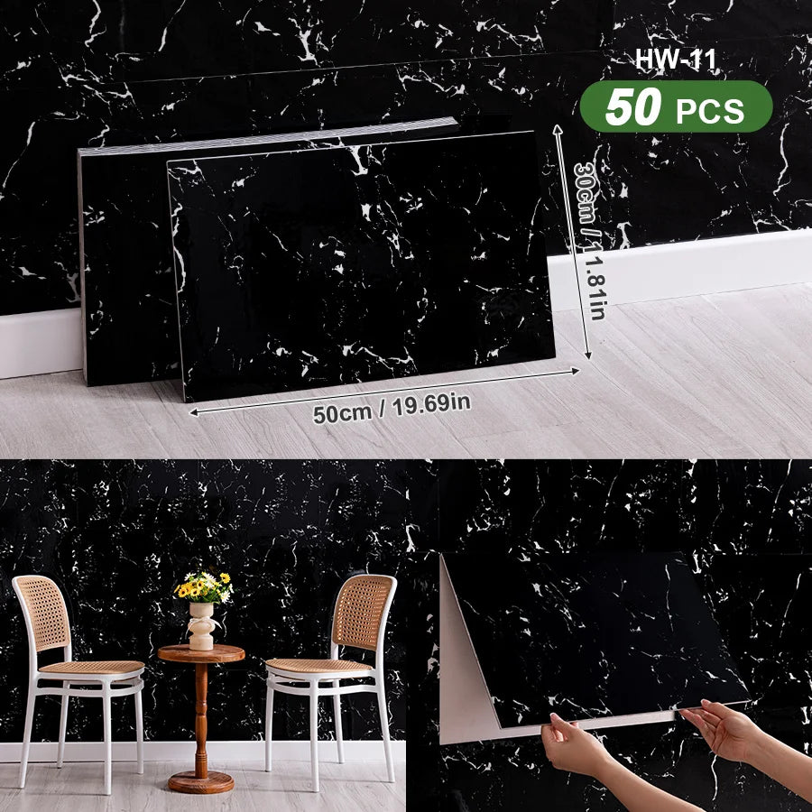 50Pcs 3D Self Adhesive Peel and Stick SXP Wall Tiles 11.81x16.69in, Splashback Wall Stickers Applicable to all indoor areas