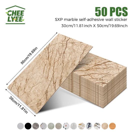 50Pcs 3D Self Adhesive Peel and Stick SXP Wall Tiles 11.81x16.69in, Splashback Wall Stickers Applicable to all indoor areas