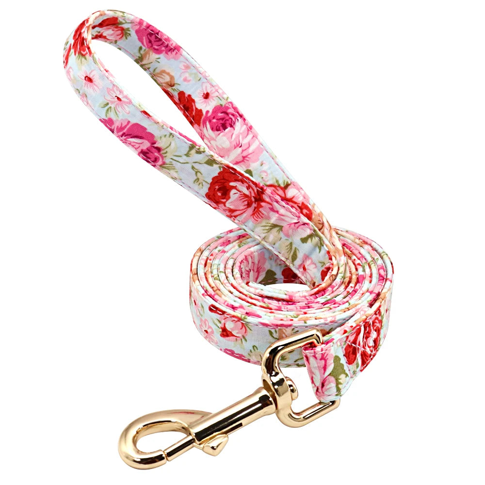 Personalized Printed Dog Collar Leash Set Customized Nylon Pet Collar Leash Free Engraved Nameplate For Small Medium Large Dogs