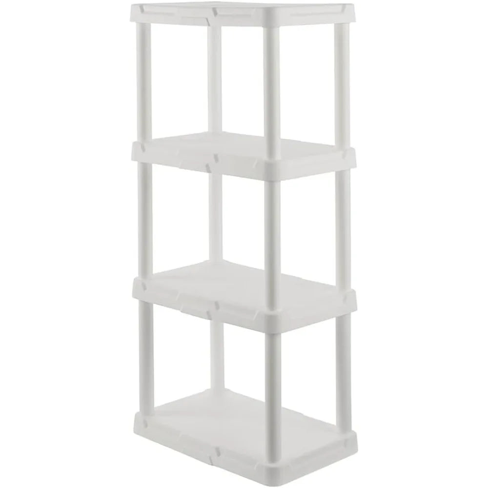 CENTREX CX 4-Tier Plastic Storage Shelving Unit White Light Duty 50lbs Capacity Per Shelf Easy Assembly Indoor Storage Organizer