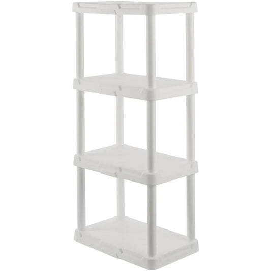 CENTREX CX 4-Tier Plastic Storage Shelving Unit White Light Duty 50lbs Capacity Per Shelf Easy Assembly Indoor Storage Organizer