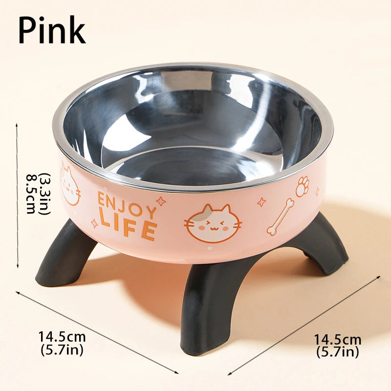 Elevated Pet Food Bowl Anti-slip Raised Stainless steel Cat Food Water Bowl with Stand Pet Feeding Drinking Bowls for Cats Dogs