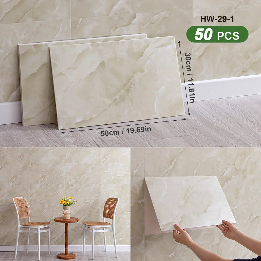 50Pcs 3D Self Adhesive Peel and Stick SXP Wall Tiles 11.81x16.69in, Splashback Wall Stickers Applicable to all indoor areas