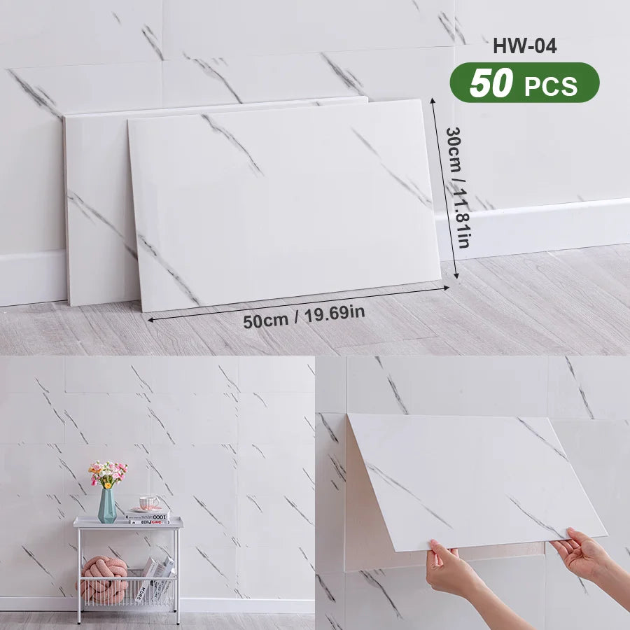 50Pcs 3D Self Adhesive Peel and Stick SXP Wall Tiles 11.81x16.69in, Splashback Wall Stickers Applicable to all indoor areas