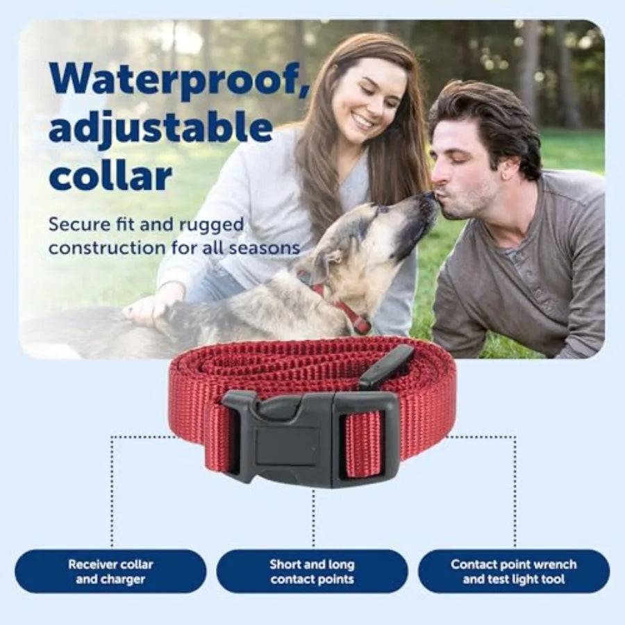 Wireless pet fence receiver collar for stubborn dogs: waterproof, rechargeable, tone and static correction, black, durable nylo