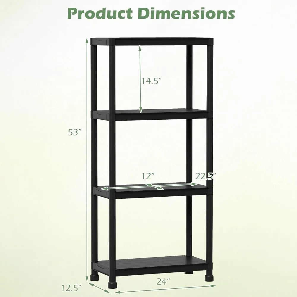 Giantex 3/4/5-Tier Heavy-Duty Plastic Storage Shelves Freestanding Garage Shelving Unit Multi-Use Organizer Rack for Pantry K