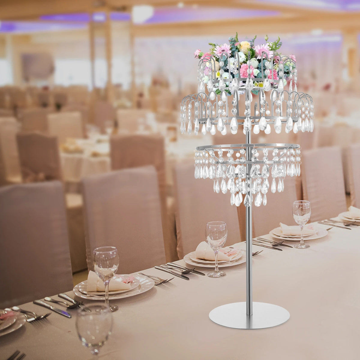 5 Tiers 75cm/ 29.52 in Flower Stand, Fountain-shaped Wedding Flower Stand DIY Tabletop Ornament, for Cafe, Hotel, Festival, Room Decoration