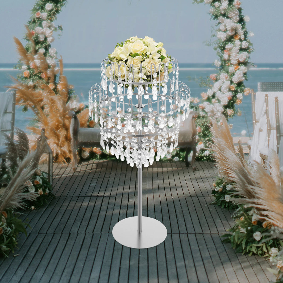 5 Tiers 75cm/ 29.52 in Flower Stand, Fountain-shaped Wedding Flower Stand DIY Tabletop Ornament, for Cafe, Hotel, Festival, Room Decoration