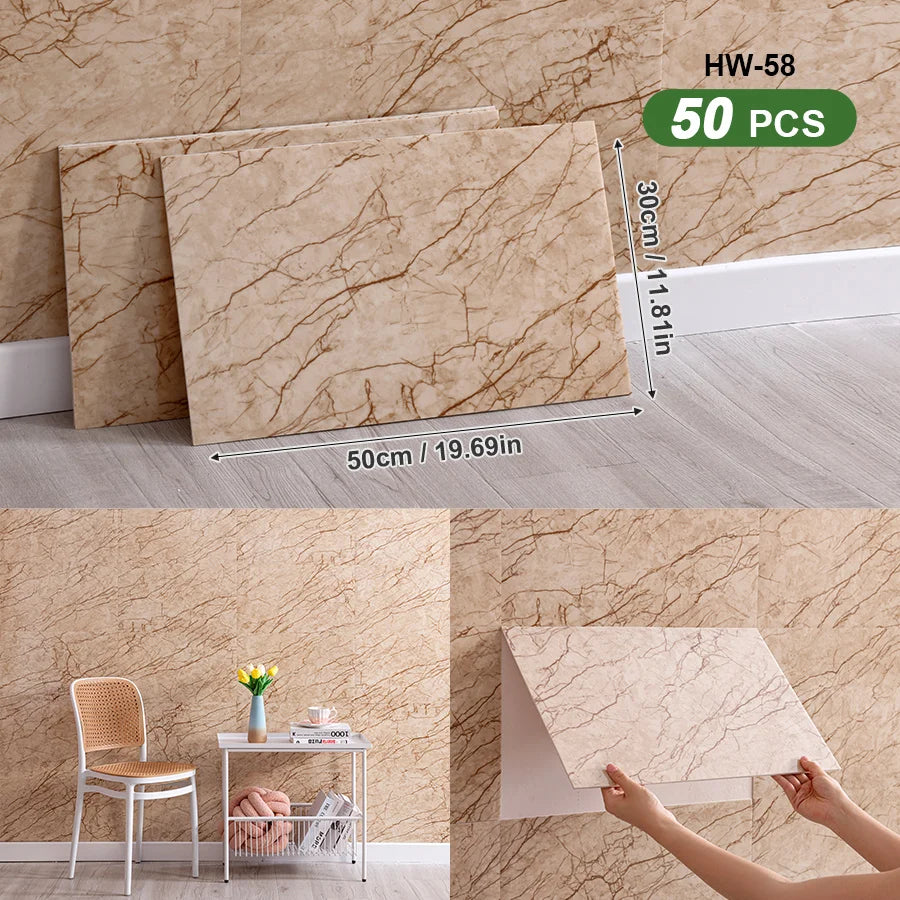 50Pcs 3D Self Adhesive Peel and Stick SXP Wall Tiles 11.81x16.69in, Splashback Wall Stickers Applicable to all indoor areas
