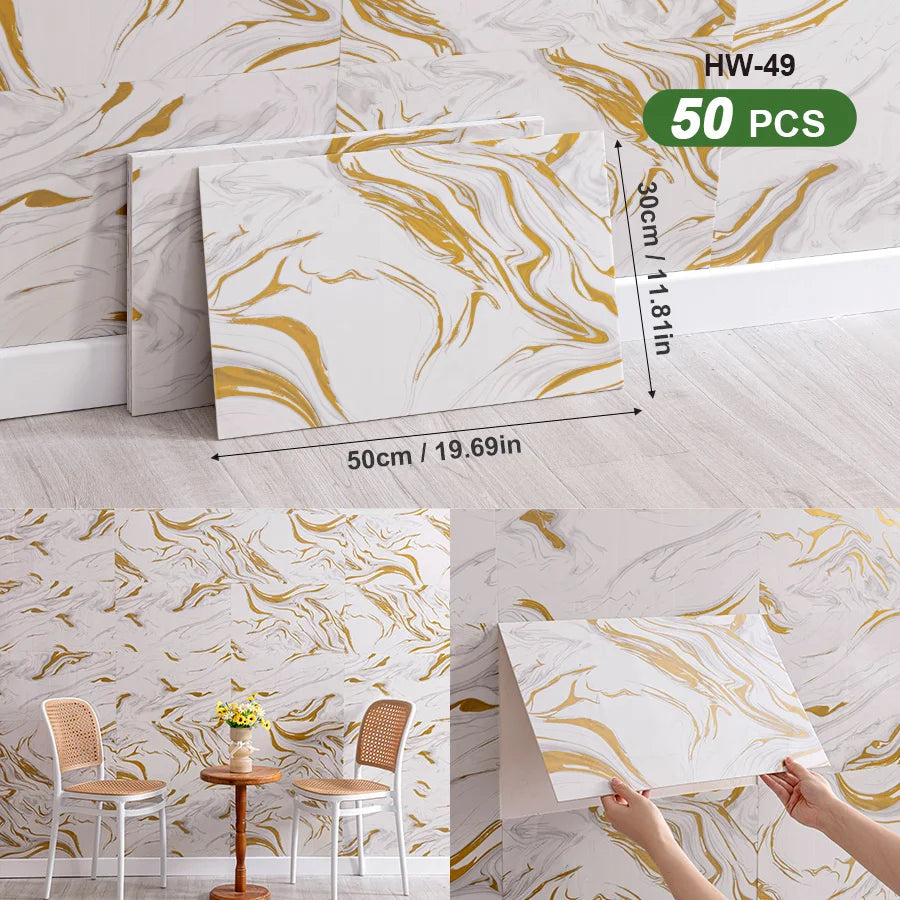 50Pcs 3D Self Adhesive Peel and Stick SXP Wall Tiles 11.81x16.69in, Splashback Wall Stickers Applicable to all indoor areas