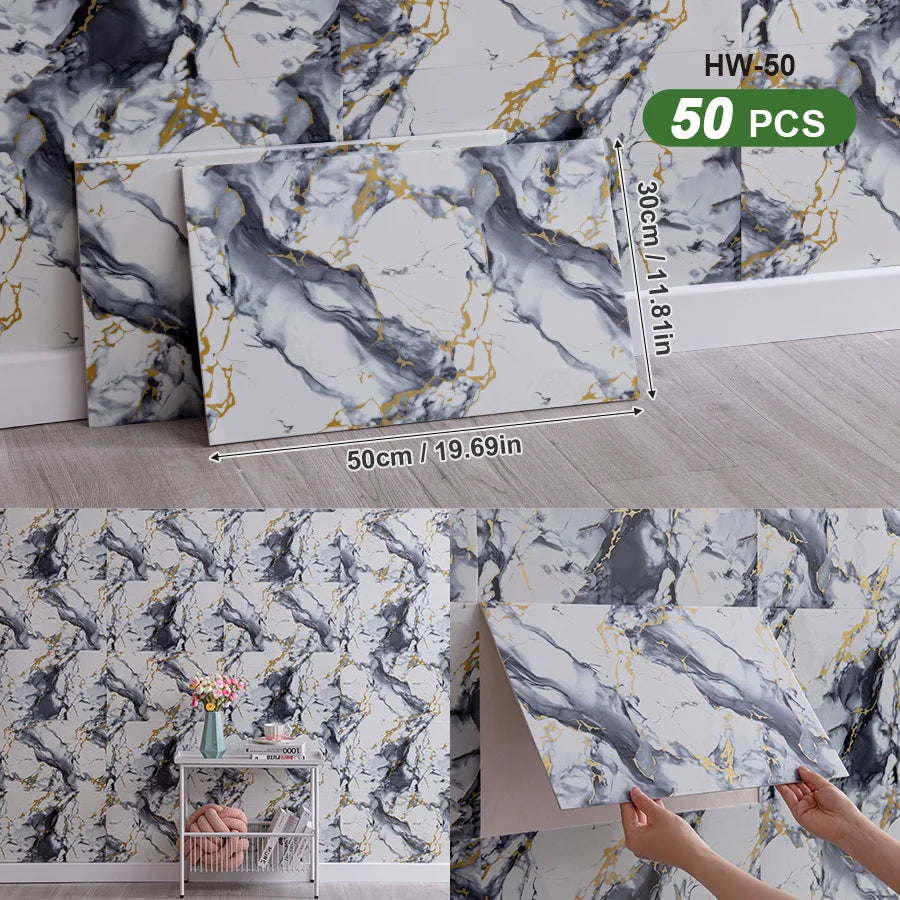 50Pcs 3D Self Adhesive Peel and Stick SXP Wall Tiles 11.81x16.69in, Splashback Wall Stickers Applicable to all indoor areas