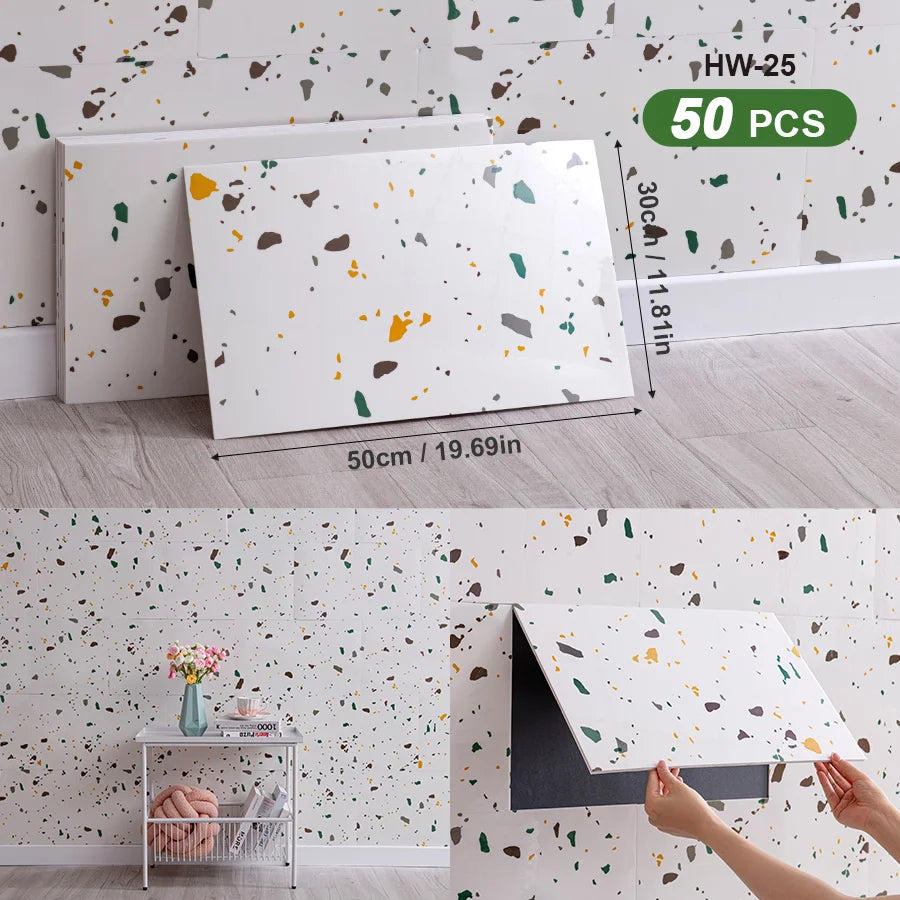 50Pcs 3D Self Adhesive Peel and Stick SXP Wall Tiles 11.81x16.69in, Splashback Wall Stickers Applicable to all indoor areas