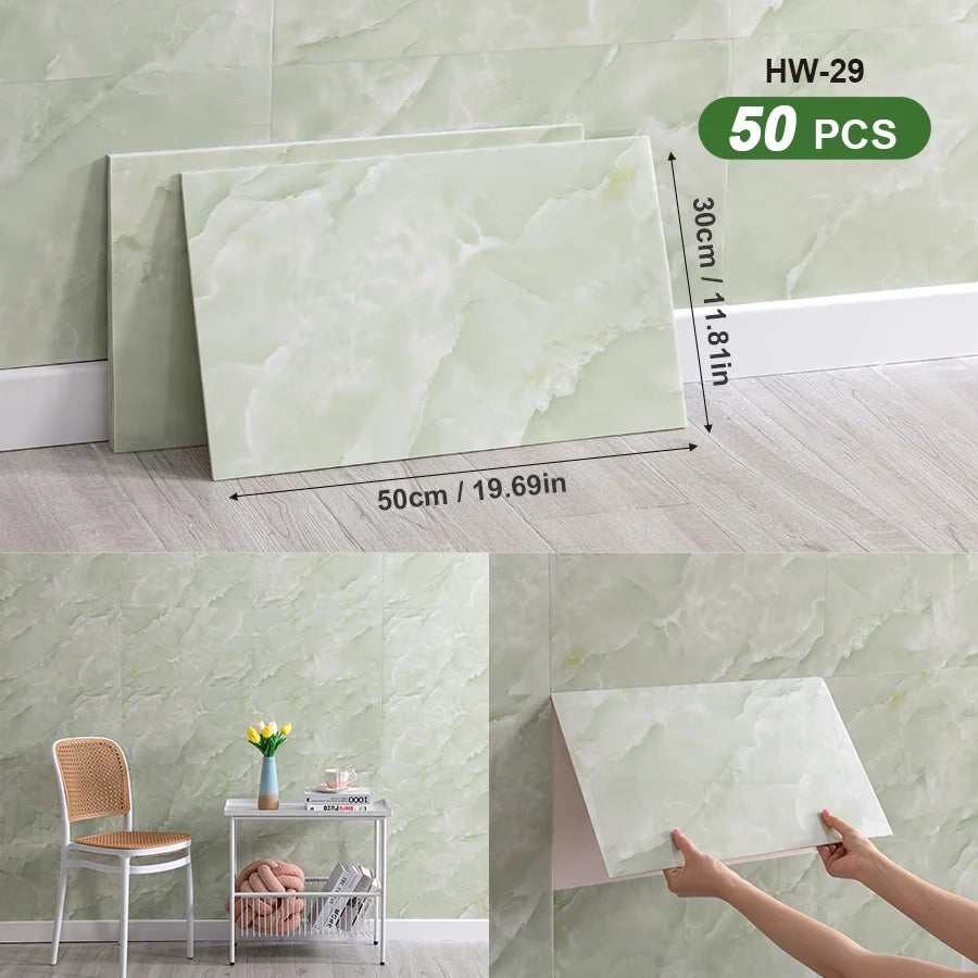 50Pcs 3D Self Adhesive Peel and Stick SXP Wall Tiles 11.81x16.69in, Splashback Wall Stickers Applicable to all indoor areas