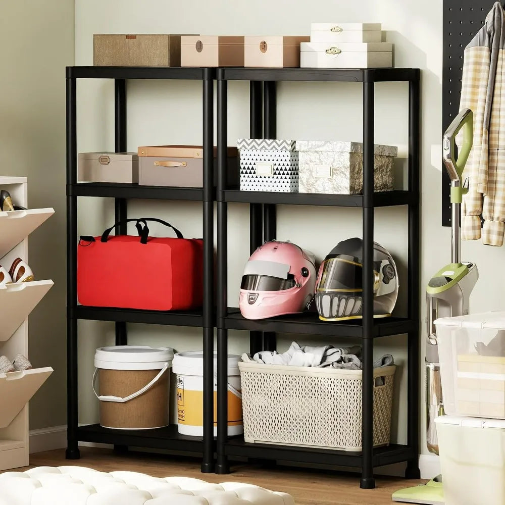 Giantex 3/4/5-Tier Heavy-Duty Plastic Storage Shelves Freestanding Garage Shelving Unit Multi-Use Organizer Rack for Pantry K