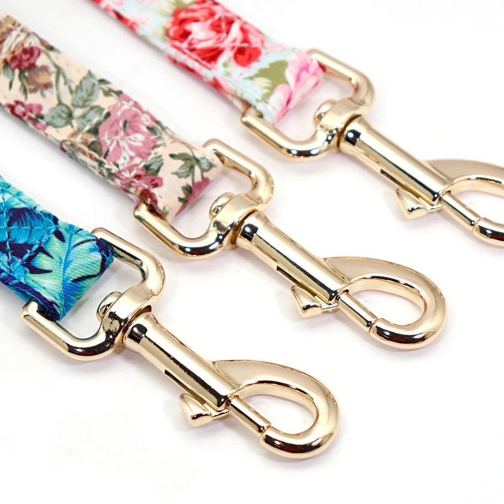 Personalized Printed Dog Collar Leash Set Customized Nylon Pet Collar Leash Free Engraved Nameplate For Small Medium Large Dogs
