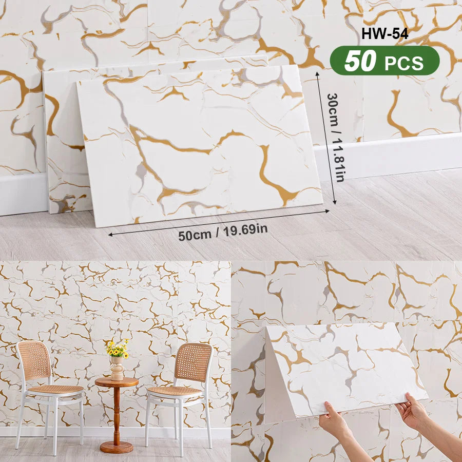 50Pcs 3D Self Adhesive Peel and Stick SXP Wall Tiles 11.81x16.69in, Splashback Wall Stickers Applicable to all indoor areas