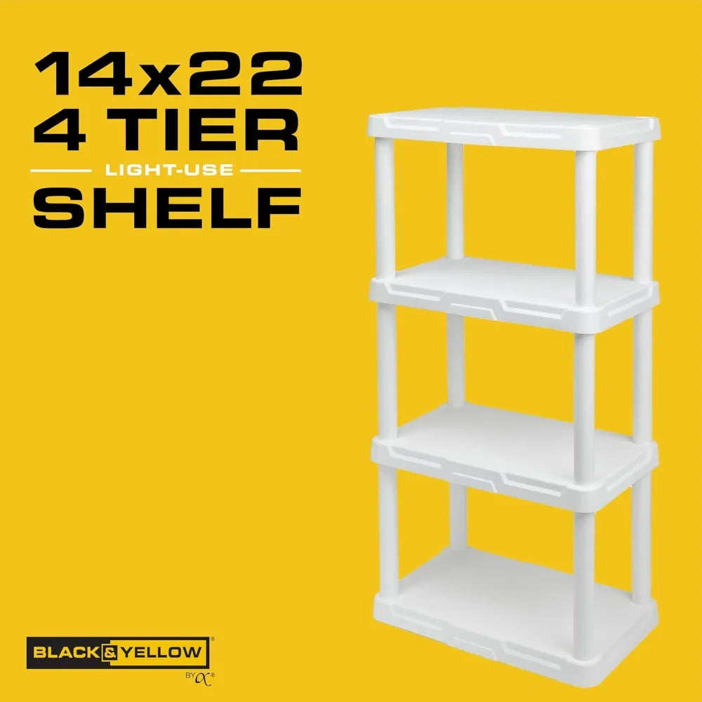 CENTREX CX 4-Tier Plastic Storage Shelving Unit White Light Duty 50lbs Capacity Per Shelf Easy Assembly Indoor Storage Organizer