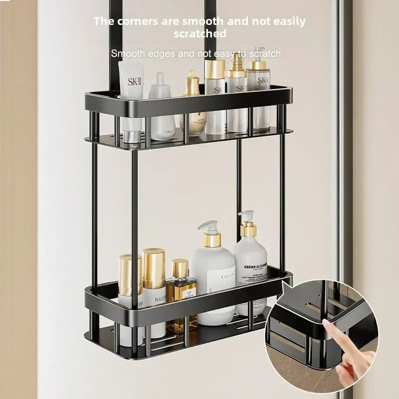 Double Layer Bathroom Shower Caddy Over The Door Hanging Storage Rack Toiletries Organizer Bathroom Shelf Supplies Accessories