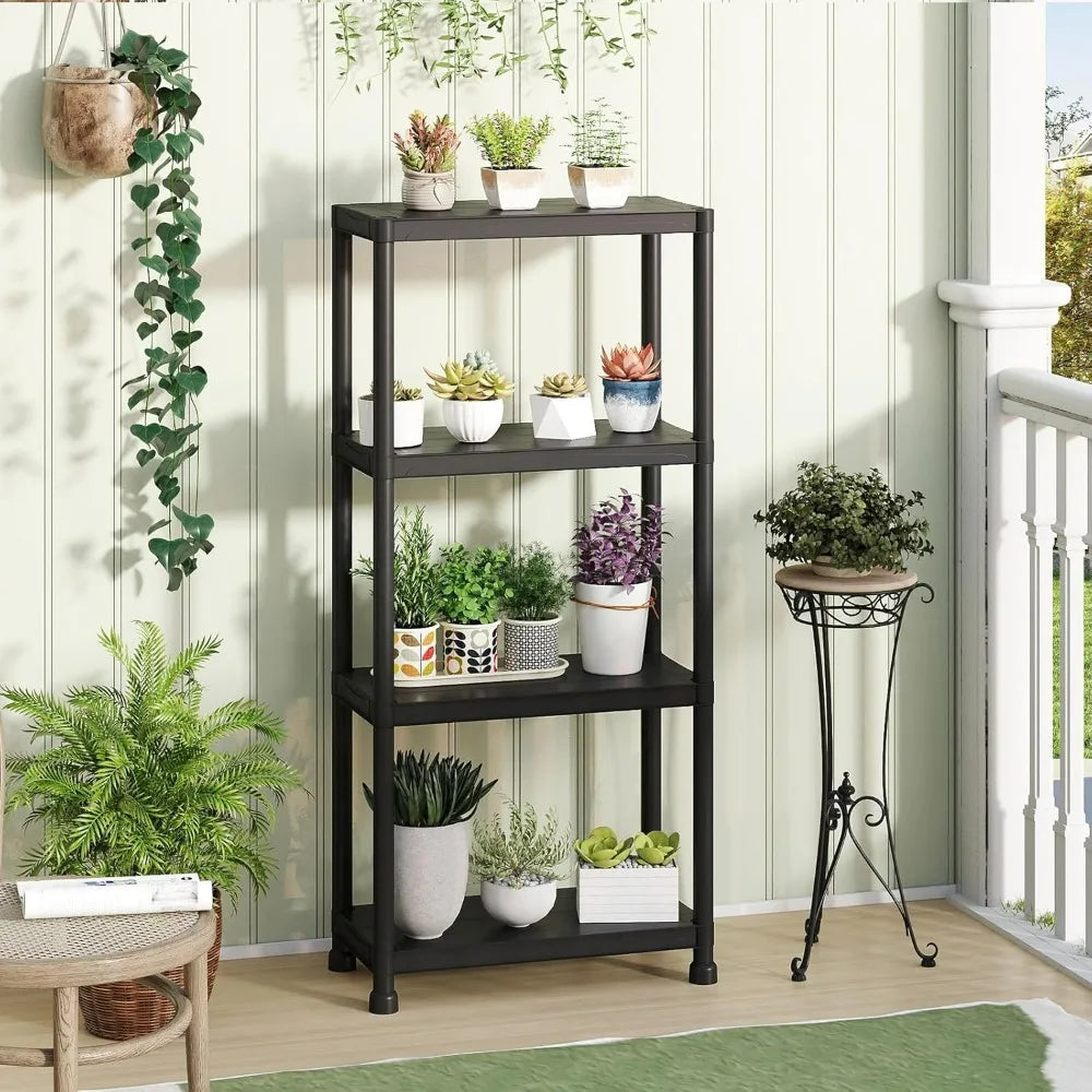 Giantex 3/4/5-Tier Heavy-Duty Plastic Storage Shelves Freestanding Garage Shelving Unit Multi-Use Organizer Rack for Pantry K