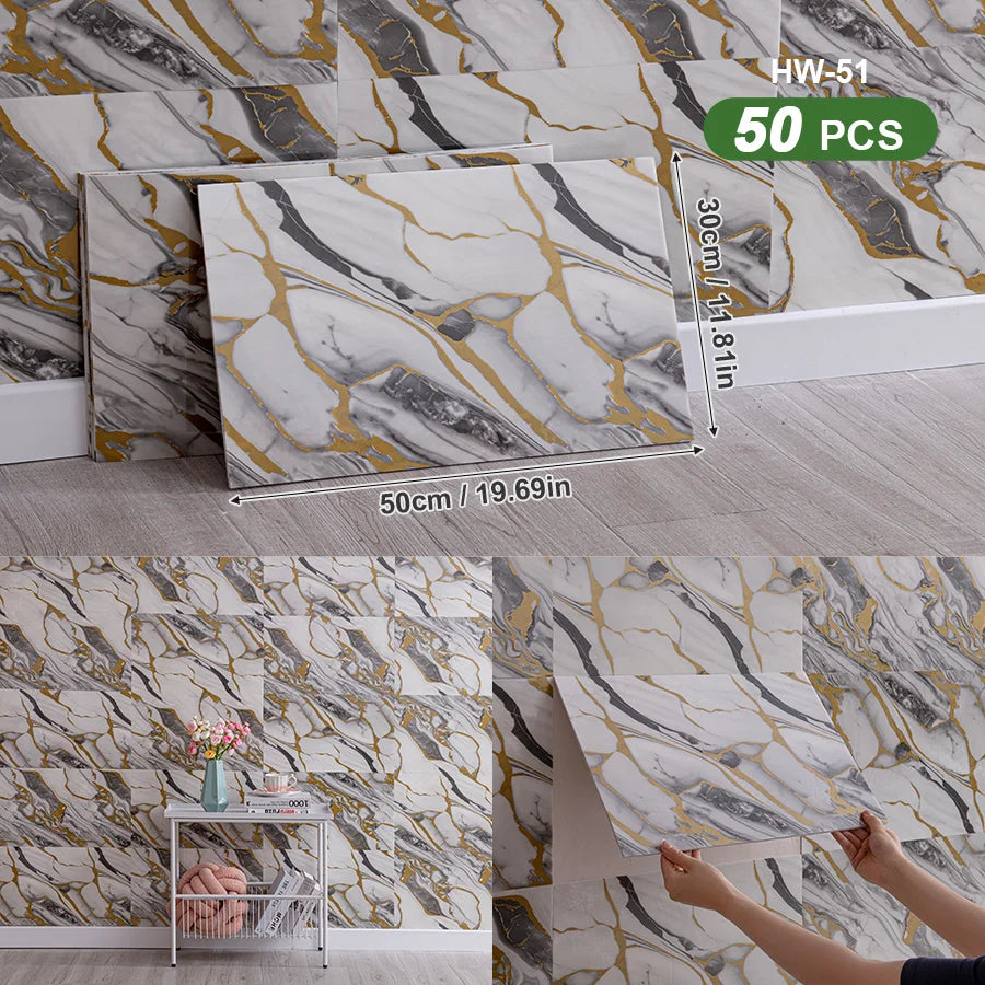 50Pcs 3D Self Adhesive Peel and Stick SXP Wall Tiles 11.81x16.69in, Splashback Wall Stickers Applicable to all indoor areas