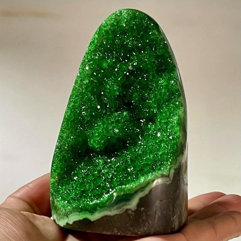 200-300g Green Geode Quartz crystals decor Cluster Crystal Stones Trendy Home Decoration Carved Crafts