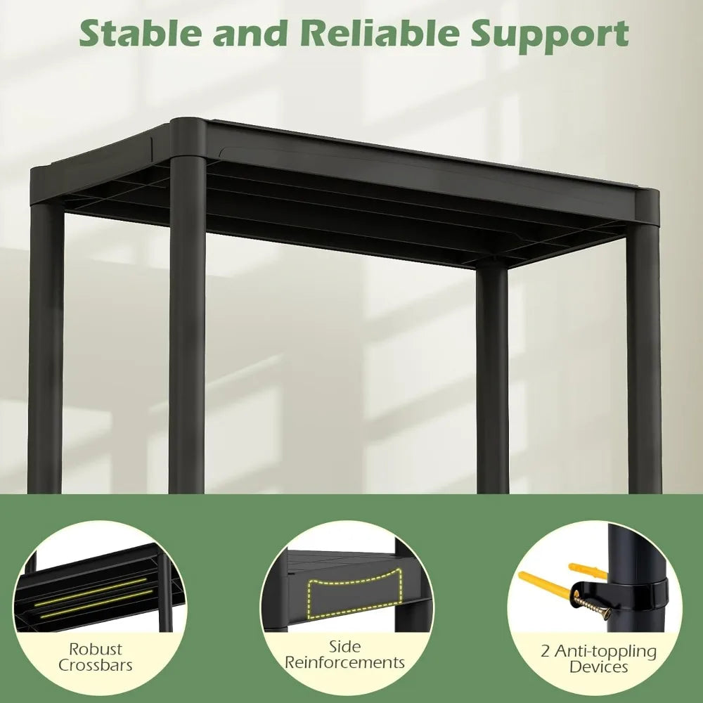 Giantex 3/4/5-Tier Heavy-Duty Plastic Storage Shelves Freestanding Garage Shelving Unit Multi-Use Organizer Rack for Pantry K