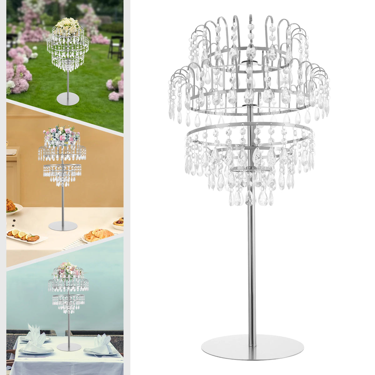 5 Tiers 75cm/ 29.52 in Flower Stand, Fountain-shaped Wedding Flower Stand DIY Tabletop Ornament, for Cafe, Hotel, Festival, Room Decoration