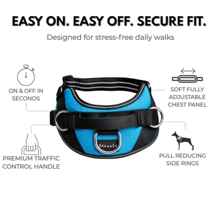 Essential Dog Harness, No-Pull Pet Vest with 3 Leash Clips, No Choke, Reflective, Adjustable and Padded, for Easy Walking and T