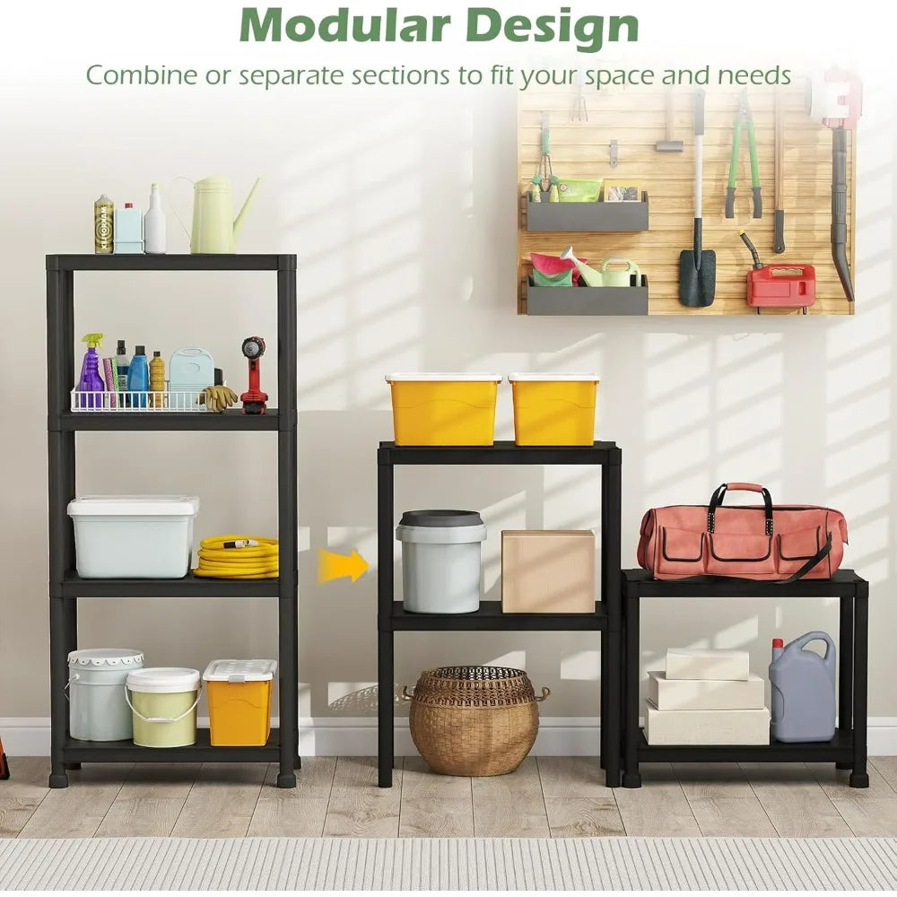 Giantex 3/4/5-Tier Heavy-Duty Plastic Storage Shelves Freestanding Garage Shelving Unit Multi-Use Organizer Rack for Pantry K
