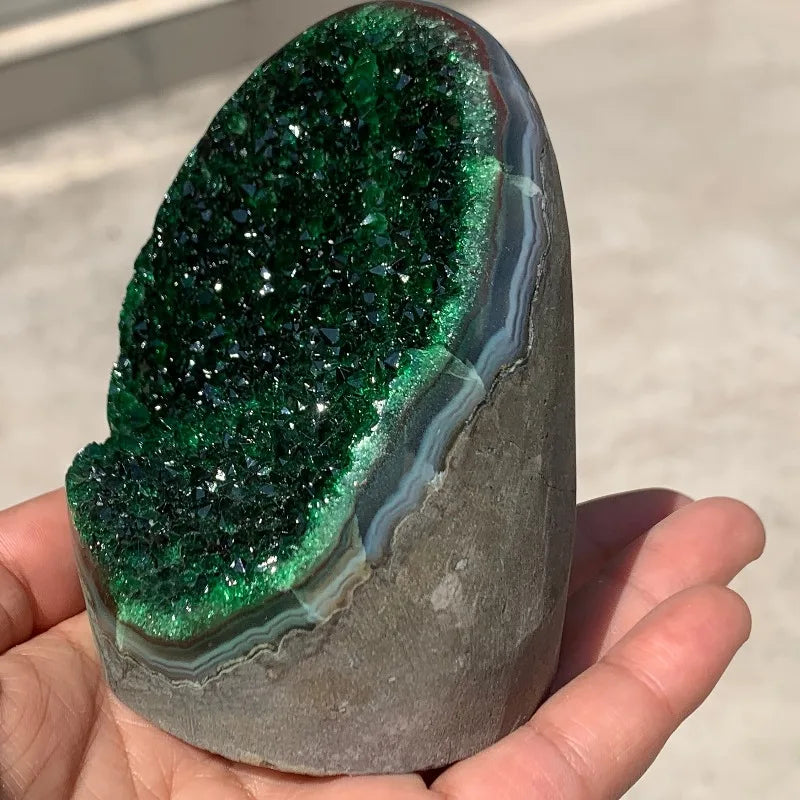 200-300g Green Geode Quartz crystals decor Cluster Crystal Stones Trendy Home Decoration Carved Crafts